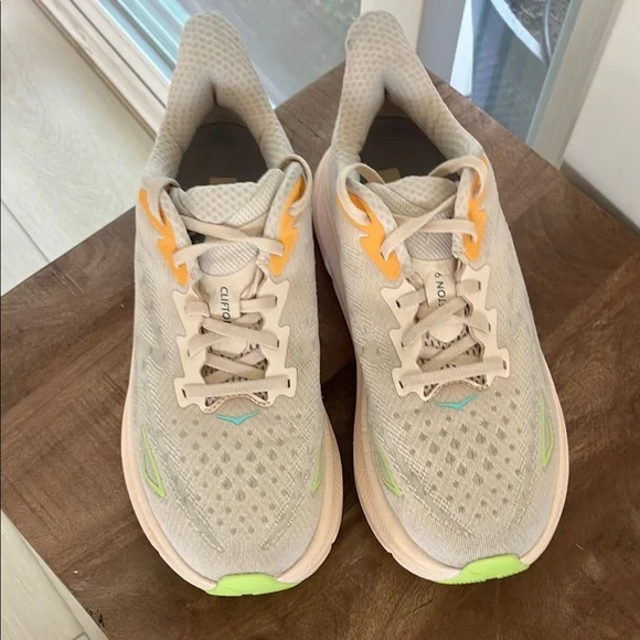 Hoka Beige and Orange Running Shoes - Picture 3 of 6